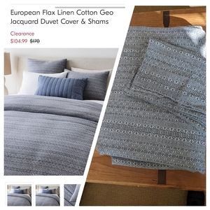 West Elm king size Duvet cover and shams